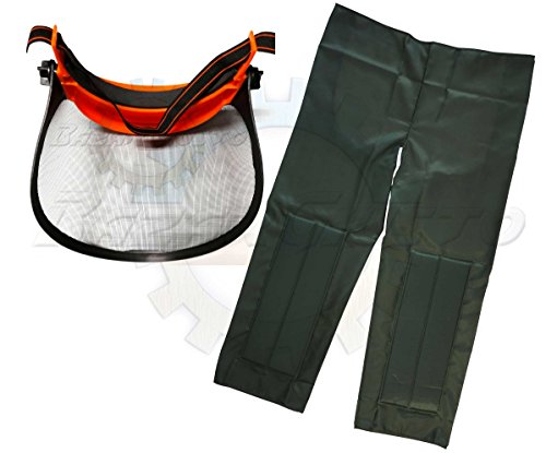 Kit Protezione Per Decespugliatore Giardinaggio Comfort Copripantalone + Visiera