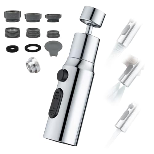 Mokaskaidj Rompigetto Rubinetto Cucina 360°, Girevole Aeratore Universali Rubinetto Filtro Anti Spruzzo 3 Modalità Aeratore Strati Filtraggio Rete, So