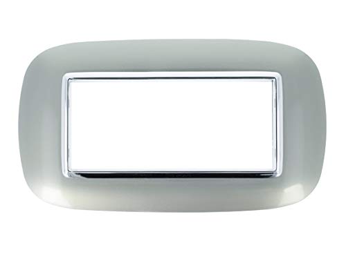 Sandasdon Placca Oval 4M E 6M Compatibile Con Bticino Axolute Tanti Colori Disponibili (6M 6 Posti Per Scatola 506 507, Silver)