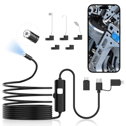 Housolution 16,4 Piedi Endoscopio Telecamera Con Luce, Borescope Con 8 Luci Led Regolabili, 1920P Hd Telecamera Di Ispezione Ip67 Impermeabile Serpent