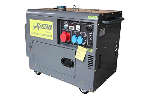 Varan Motors - 92621 Generatore Elettrico Diesel Silenziato Gruppo Elettrogeno 5.5.5 Kva, 400 V, 230 V