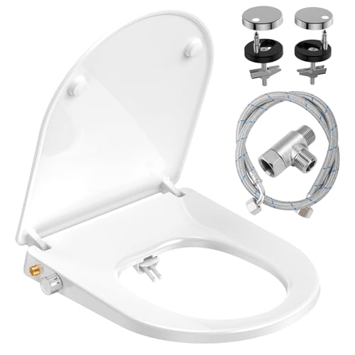 Yeaupe Pro Tavoletta Wc A Forma Di D Con Bidet, Tavoletta Wc Universale Bidet, Non Elettrico, Pressione Regolabile, Soft Close Toilet Seat, Sedile Wc