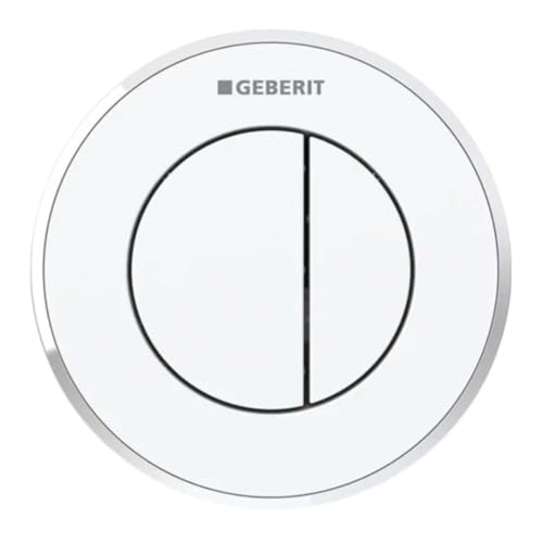 Geberit 116,056.Kj.1-Pulsante Pneumatico A Distanza 10, A Muro, Per Scarico Doppio, Per Sigma 8 Cm, Colore Bianco Lucido/Bianco/Cromo