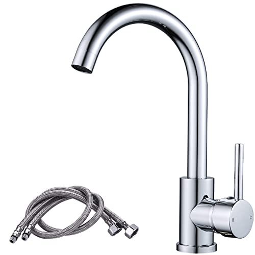 F-Deen Rubinetto Da Cucina Girevole A 360°, Miscelatore Monocomando, Acqua Fredda E Calda,Rubinetti Per Lavello Cromo