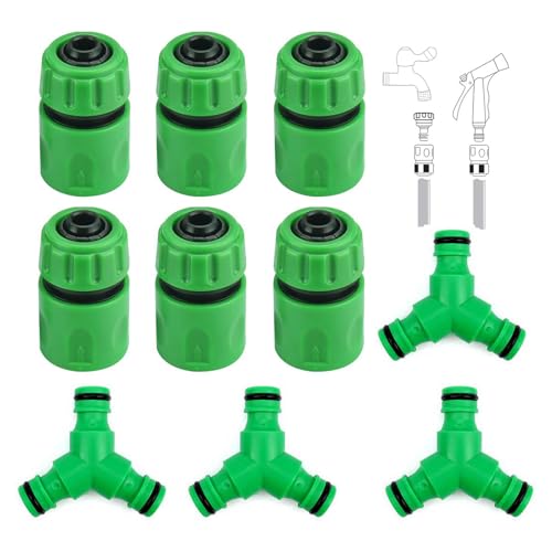 Hjiama Raccordo Rubinetto 4 Pezzi, Forma Y Sdoppiatore Rubinetto 6 Pezzi 1/2 Connettore Tubo Dell'Acqua, Connettore Tubo Acqua Verde, Per Collegamento
