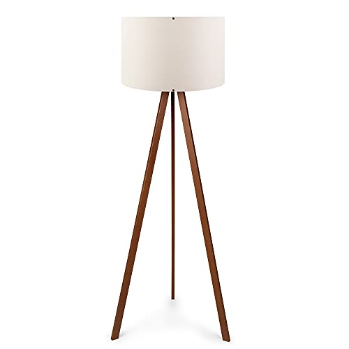 Lampada Da Piede Stack -Schermo Con 70% Mdf / 30% In Tessuto In Pvc, Bianco, Dark Tripode, Collezione Tanganica, 38X38X140 Cm, Casquillo E 27