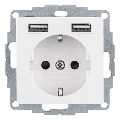 Berker Presa Schuko/Usb Q.1/3/7/9 Bianco Polare 48036089