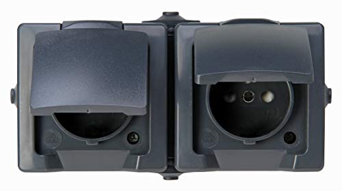 Kopp 137115006 Nautic - Presa A 2 Vie Msk Con Contatto Di Protezione Centrale, 2 Prese Orizzontali