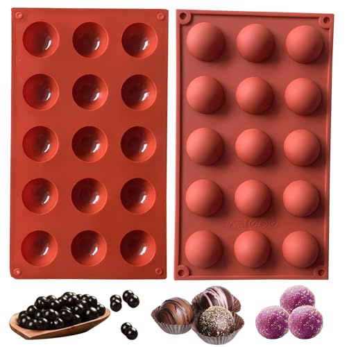 Hpiano 2 Pezzi Stampo In Silicone A Semisfera Da 15 Cavità Piccola, Strumento Di Cottura Per I Tuoi Dessert Al Cioccolato, Bomba Gelato, Fondente, Car