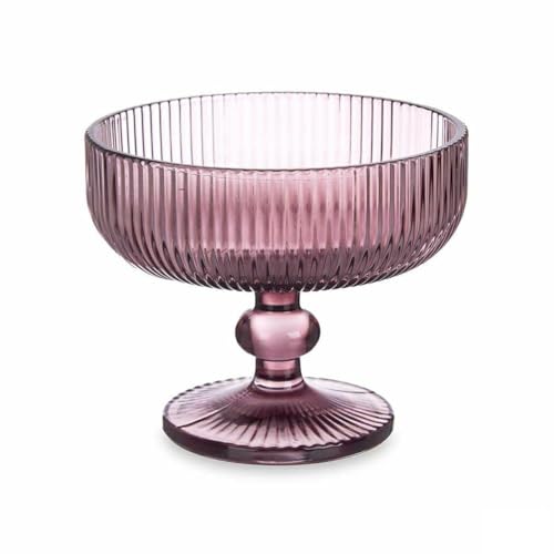 Vivalto Bicchiere Per Gelato E Frullati A Righe Rosa Vetro 310 Ml (6 Unità)