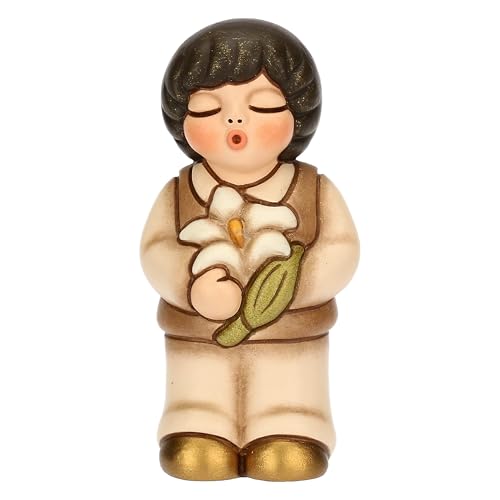 Thun - Bimbo Con Giglio - Ceramica - Collezione Bomboniera - 3.5 X 3 X 7 Cm