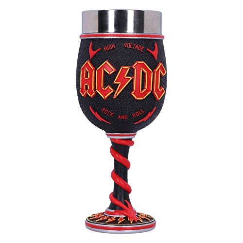 Nemesis Now Ac/Dc Ad Alta Tensione Roccia E Rotolo Calice Illuminazione Corna Bicchiere Di Vino, Nero, 8.3 Cm