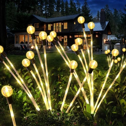 6 Pezzi Luci Solari Esterno, Luci Solari Giardino Esterno, 8 Led Lampade Solari Lucciole Impermeabile, Luci Giardino Energia Solare Per Sentieri Corti