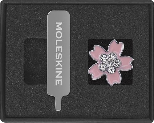 Moleskine Pin Sakura, Pin Argento Decorativo Per Taccuino E Agenda Personalizzata, Charm Fiore In Lega Di Zinco, Dimensioni 28 Mm