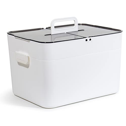 Theo&Cleo - Contenitore Per Medicinali, Grande, Kit Di Pronto Soccorso, Scatola Per Medicinali, Xxl, Stile Vintage, Bianco