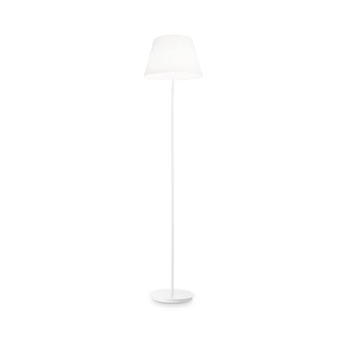 Lampada Da Terra Cylinder Pt2 Bianco Ideal Lux 2 Luci Montatura In Metallo Cromato. Diffusore In Vetro Soffiato Bianco Acidato