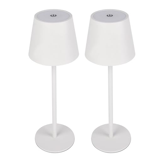 Greenandco 2X Lampada Da Tavolo Led Senza Fili, Ricaricabile, Dimmerabile, Controllo Tattile, 3000-5000K, Cri 90, 3600Mah, Per Interni Ed Esterni, Col
