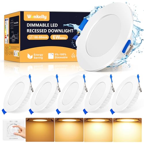 6W Faretti Led Da Incasso Per Cartongesso, 600Lumen Faretti Led Da Incasso Dimmerabili, Bianca Calda 3000K Luci Da Soffitto Interno, Ac 220-240V, Foro