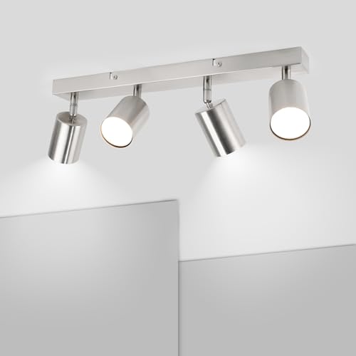 Ketom Faretti Da Soffitto Orientabili - Gu10 Faretti Led Da Soffitto Nickel Matte - Moderna Plafoniera Led Faretti 4 Luce - Faretto Da Parete Interno