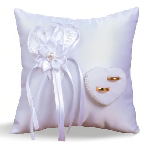 Cuscino Fedi Nuziali, Cuscino Per Fedi In Matrimonio, Cuscinetto Porta Fedi Con Fiocco Per Gioielleri Sposi Compleanno Festa, Matrimonio Sulla Spiaggi