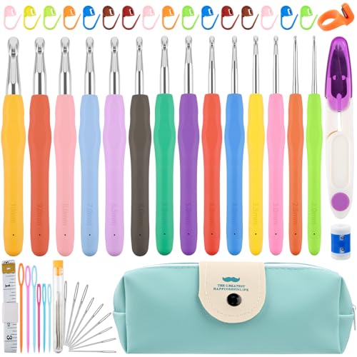 Uncinetti Set, 14 Pezzi Generic Uncinetto Con 36 Accessori, 2Mm-10Mm Uncinetto Set Ergonomici Manico Morbido Aghi Di Crochet, Kit Uncinetto, Set Di Un