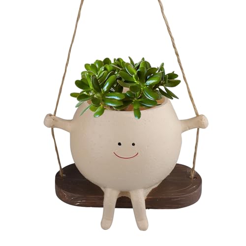 Vasi Da Fiori Sospesi Con Faccia Oscillante, Vasi Da Fiori Divertenti, Fioriera Con Faccia, Vaso Da Fiori Altalena, Vaso Da Fiori Decorativo Sospeso P