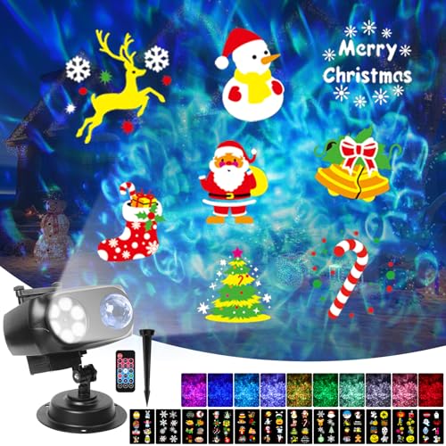 Proiettore Luci Natale, Proiettore Luci Natale Esterno 12 Diapositive Modelli Con Telecomando E Timer, Impermeabile Ip65 Proiettore Natale Esterno & I