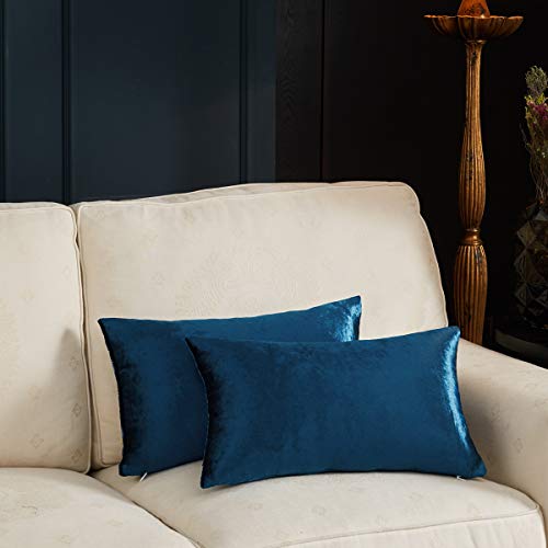 Federe Cuscini Velluto Copricuscini 30X50 Cm Decorativi Fodere Quadrate Per Cuscino Per Divano Camera Da Letto Casa Auto 2 Pezzi Mare Blu