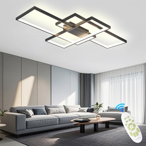 Anzhuang Plafoniera Led Soffitto Rettangolare, Plafoniera Soffitto Classica Con Telecomando, Applica A Decorativa Soggiorno Camera Da Letto Cucina E U