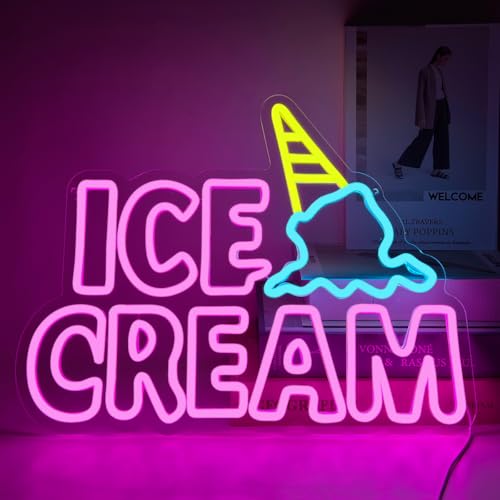 Yueyyns Ice Cream Insegne Al Neon Luce Neon A Led Insegne Luminose Gelato Alimentata Tramite Usb Con Interruttore Decorazione Di Bar, Vetrine, Negozi,