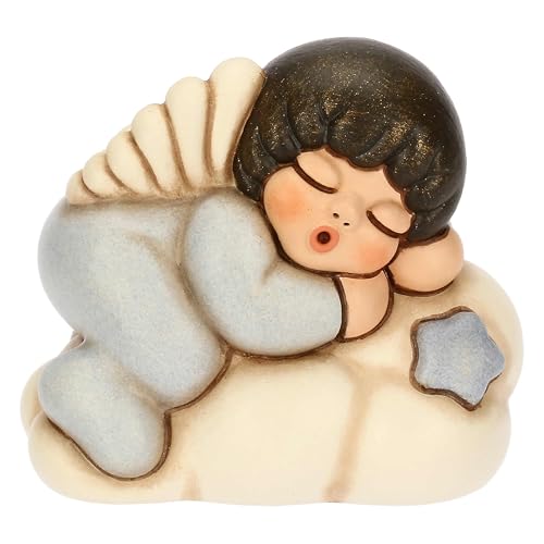 Thun - Angelo Azzurro Su Nuvola - Ceramica - Collezione Bomboniera - 5.1 X 5.1 X 7.4 Cm