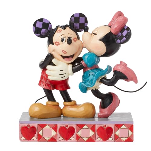 Disney Traditions - Statuina Di Topolino, Minnie Che Bacia Sulle Guance