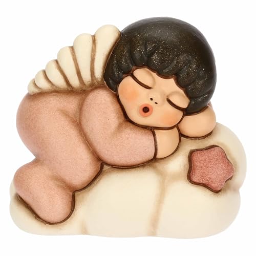 Thun - Angelo Rosa Su Nuvola - Ceramica - Collezione Bomboniera - 5.8 X 4.8 X 7.4 Cm
