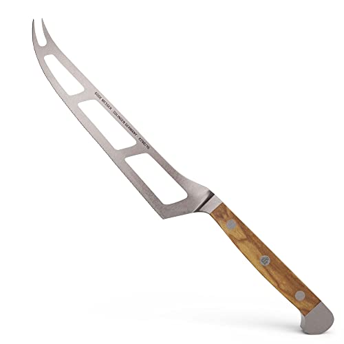 Güde Solingen - Coltello Da Formaggio Morbido Forgiato, 15 Cm, Legno D'Ulivo, Alpha-Olive - Doppio Collarino, Fatto A Mano In Germania