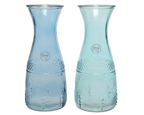 Edp 83258 Glass Bottle Embossed Day, 1100Ml, Light Blue/Dark Blue, 10 X 25Cm