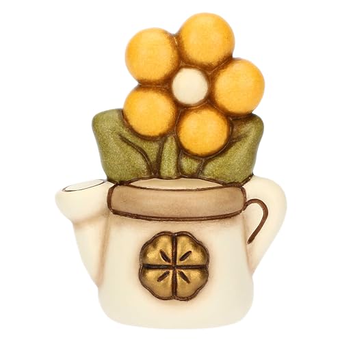 Thun - Mini Annaffiatoio Con Margherita - Ceramica - Collezione Bomboniera - 4.6 X 3.3 X 6.1 Cm