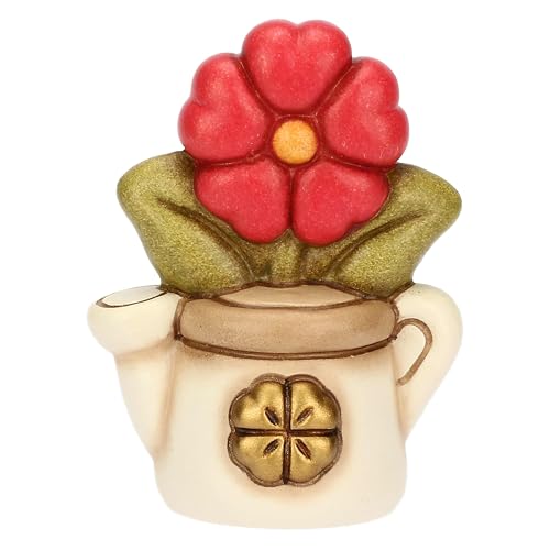 Thun - Mini Annaffiatoio Con Primula - Ceramica - Collezione Bomboniera - 4.6 X 3.3 X 6.1 Cm