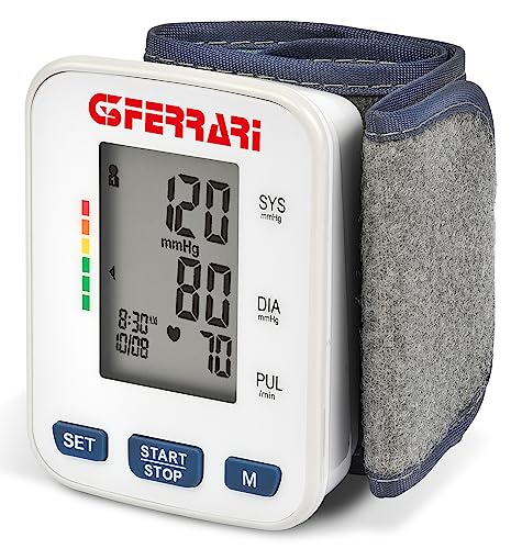 G3 Ferrari G30054 Misuratore Di Pressione Da Polso, 120 Memorie, Pressione Sistolica, Diastolica E Frequenza Cardiaca, Bianco