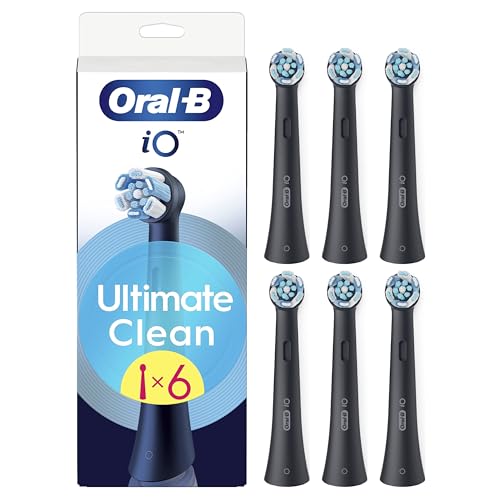 Oral-B Testine Di Ricambio Io Series Ultimate Clean Nere, Testine Rotonde Originali, Con Setole Crisscross Per Rimuovere La Placca, 6 Testine