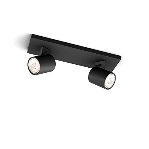 Faretto 2 Luci Philips Runner In Metallo Attacco Gu10 Ip20 Nero - 43531500