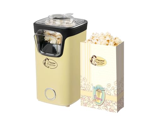 Bestron Macchina Popcorn, Turbo-Popcorn In Meno Di 2 Minuti, Popcorn Machine Con Tecnologia Ad Aria Calda, Include 10 Sacchetti Per Popcorn & Misurino