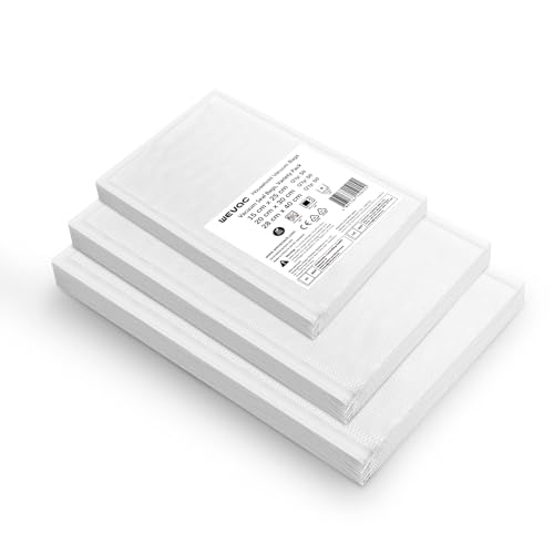 New Wevac Lite Sacchetti Sottovuoto 150 Buste-15X25Cm (50)+20X30Cm (50)+28X40Cm (50), Sacchetti Per Sottovuoto Superficie Goffrati, Senza Bpa, Per Cot
