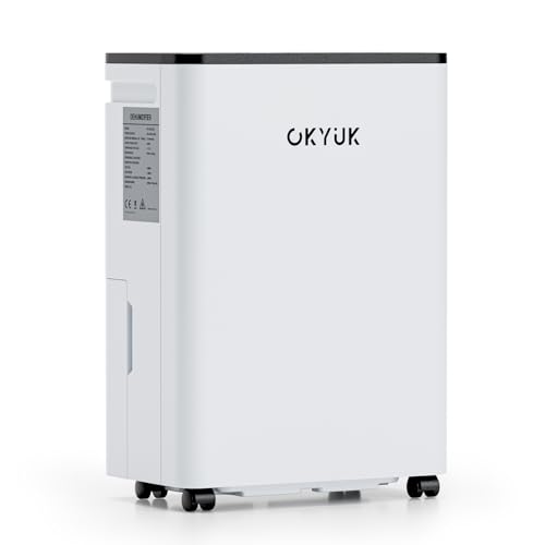 Okyuk Deumidificatore Casa Muffa 12 L, Deumidificatore Bagno, Deumidificatore Casa 2.5L, 40 M², Con Spegnimento Automatico Timing 24H, Ideale Per Camp