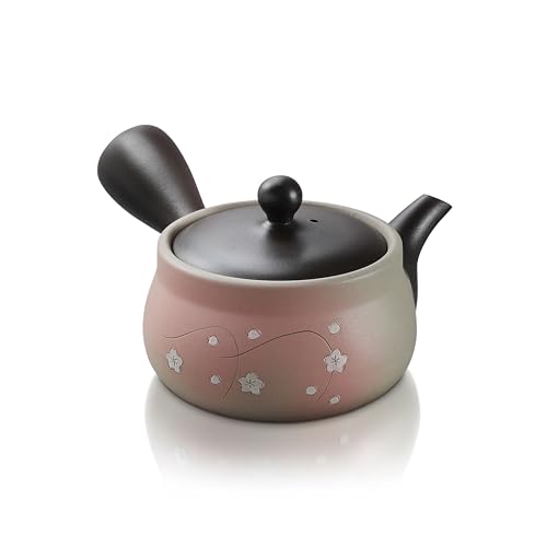 Japanese Green Tea Co. Teiera Giapponese In Argilla Rossa Per Tè Verde (255 Ml), Tradizionale Teiera In Argilla Prodotta In Tokoname Con Design Florea