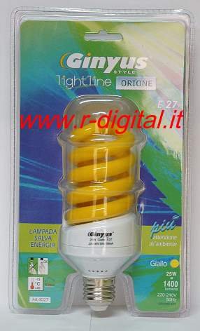 R2Digital Lampada Orione E27 25W Colore Giallo Colorata Classe A Rgb