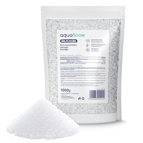 Aquafloow Silica Gel 1000G Gel Di Silice Rigenerabile, Deumidificatore Essiccante Senza Indicatore, Efficacemente Assorbente E Versatile, Contro Muffe