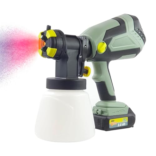 Avilia Verniciatore Spray A Batteria 20V, Hvlp Con Regolatore Di Flusso - Tecnologia Bassa Pressione, 3 Ugelli, Ideale Per Fai Da Te, Legno E Metallo
