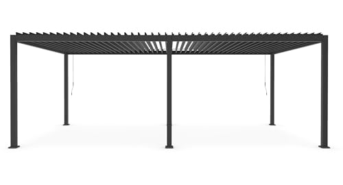 Pergola Bioclimatica Ocean 3.6X7.2 Antracite In Alluminio Con Lamelle Orientabili Gazebo Copertura Tettoia
