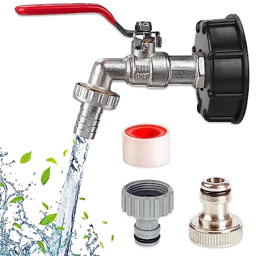 Riisoyu Ibc Adattatore Serbatoio, Rubinetto Cisterna 1000L Con Raccordo Per Tubo Da 1/2" Ibc Tote Serbatoio Scarico Adattatore S60X6 In Ottone Per Tub