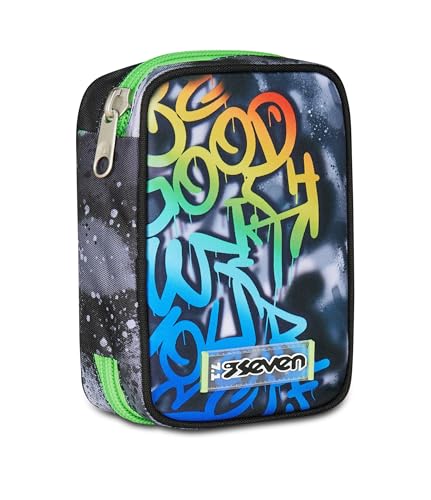 Seven Astuccio Scuola Speed Pad, Multicolore, Portapenne Mono Scomparto Con Plance Amovibili, Completo Di Penne, Matite, Colori, Accessori Zaino, Scuo